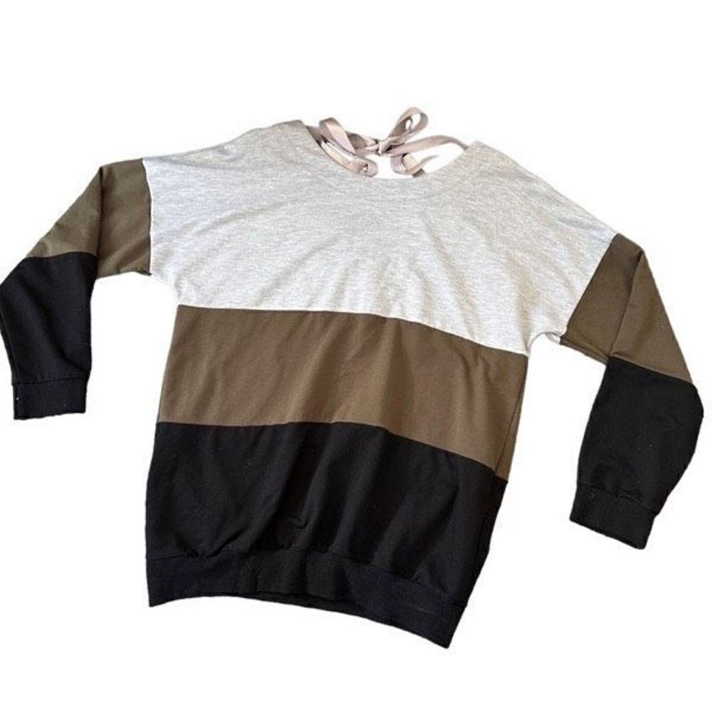 Colorblock Sweatshirt Top With Back Tie Detail L‎